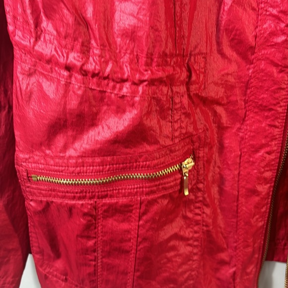 Chico's Zenergy red nylon cinch waist Anorak jacket in EUC size 1. DBL zipper - Picture 5 of 7